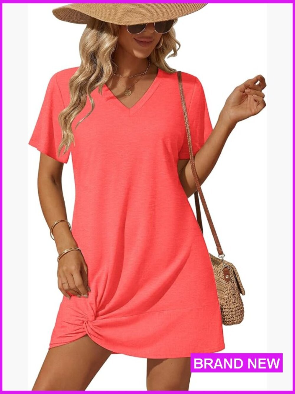 Short Sleeve Twisted Coverup Dress Lightweight Soft Pool Beach Summer